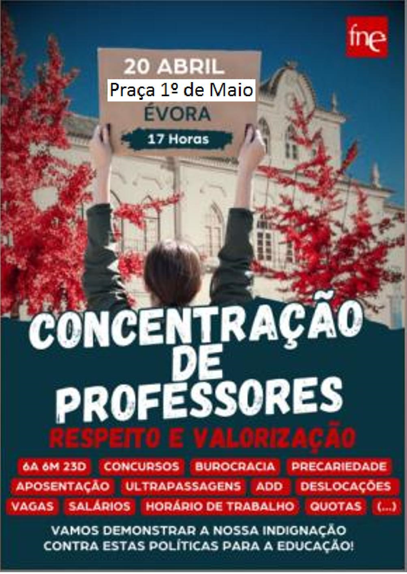 (alteração de Local) Concentração de Professores em Évora com a bandeira da Educação