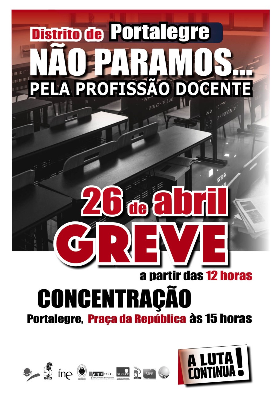 Greve de Professores e Educadores no distrito de Portalegre - 26 de abril