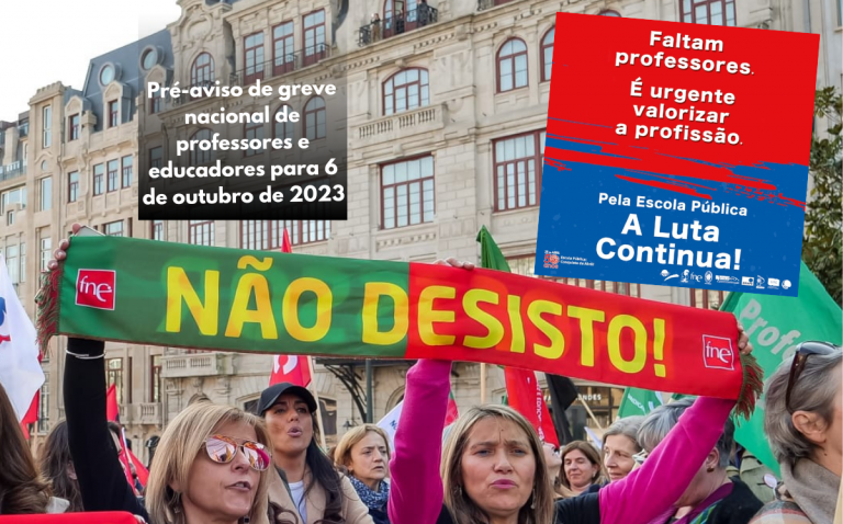 Pré-aviso de greve nacional de professores e educadores para 6 de outubro de 2023