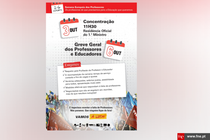 Greve nacional de Professores e Educadores, dia 6 de outubro de 2023