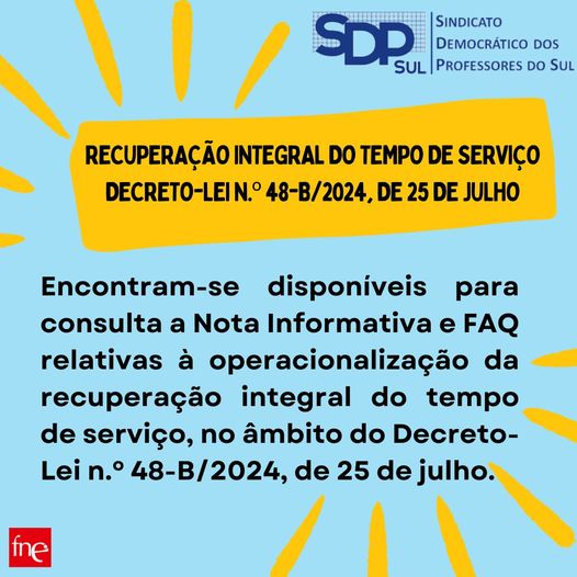 Recuperação integral do tempo de serviço: Nota Informativa e FAQ